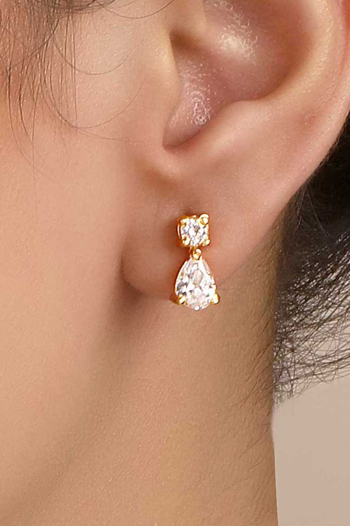 Buy Gold Cubic Zirconia Pebble Studs by Sica for women online at ScrollnShops